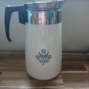 Corningware White Carafe with Blue Floral Design